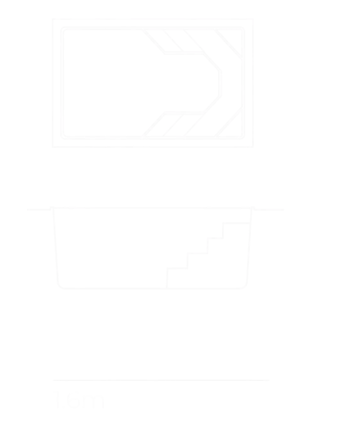 Slimline Plunge 4m pool shape diagram