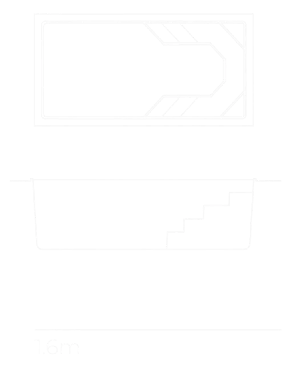 Slimline Plunge 5.2m pool shape diagram