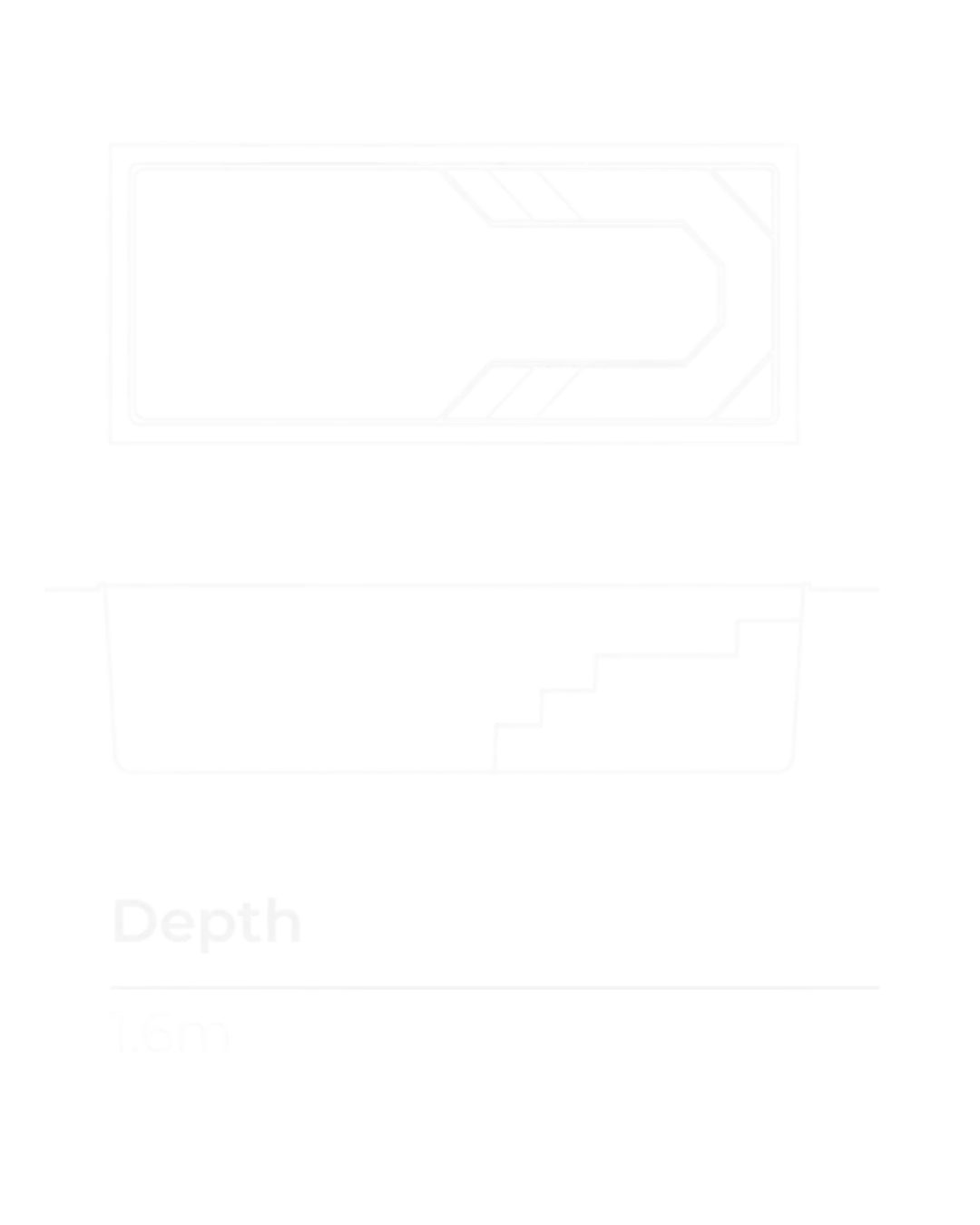 Slimline Plunge 6m pool shape diagram