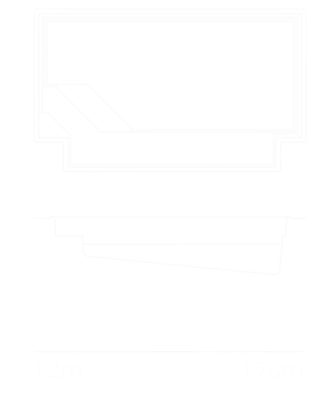 Sapphire 7.2m pool shape diagram